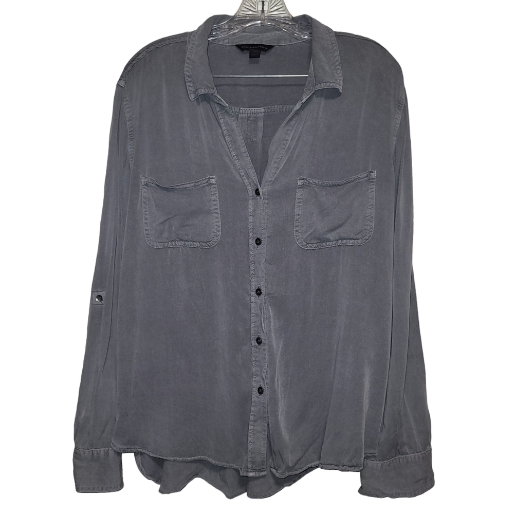 Rock & Republic Button Down Shirt Gray sz XL PtP 22, Length 26ish